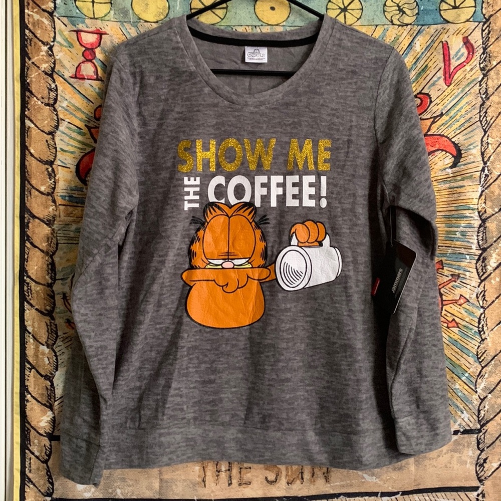 Show Me The Coffee Garfield Pajama Long Sleeve Shirt